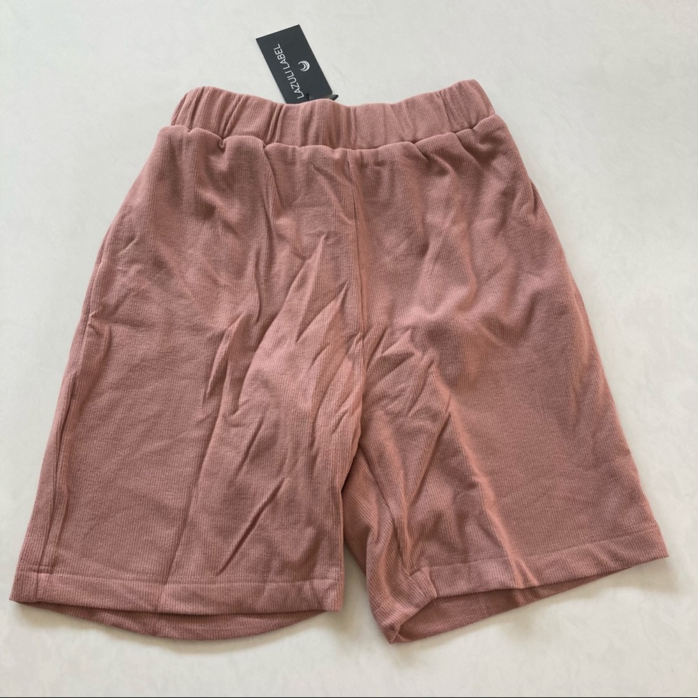 Lazuli Label Ribbed Lounge Shorts - Salmon
